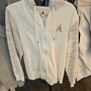 Disney White and Gray Hoodie with Gold Castle